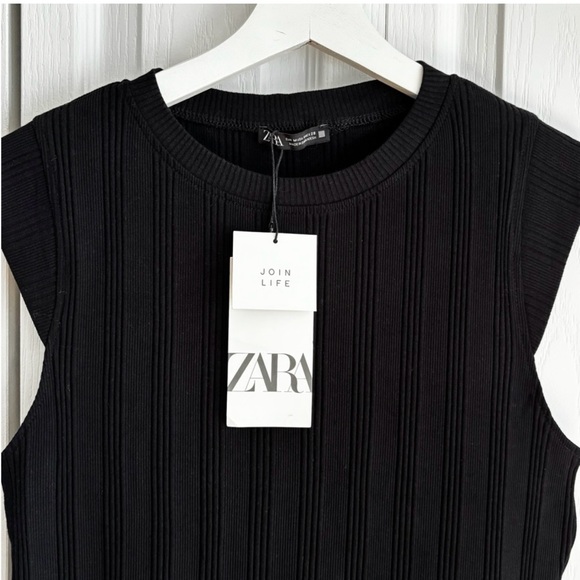 Zara Black Ribbed Mini Dress - Picture 3 of 5
